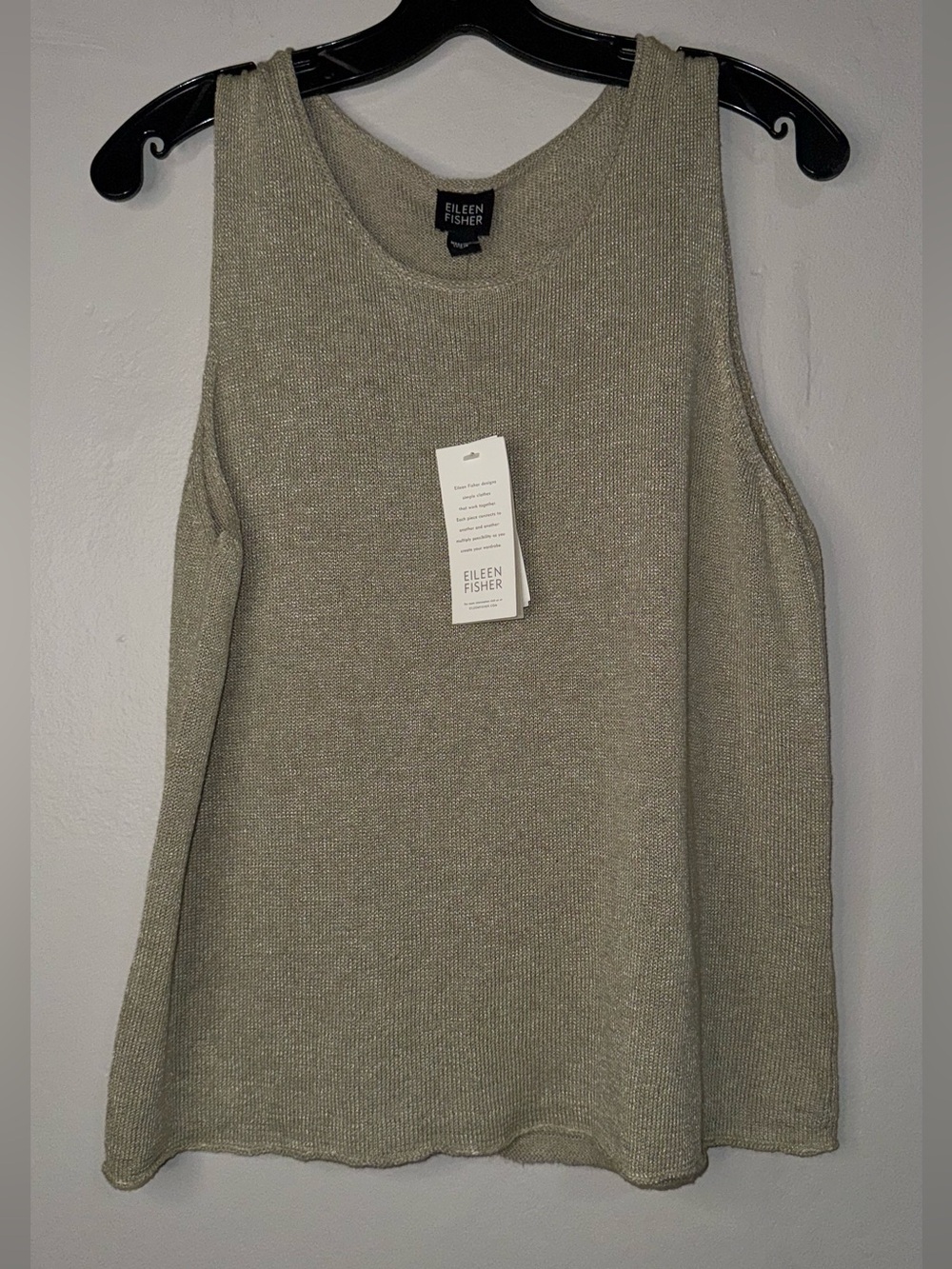 Eileen Fisher Light Olive Knit Sleeveless Tank